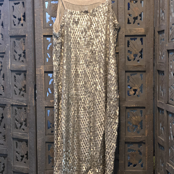 All Saints Silver Sequin Slip Dress - Picture 2 of 4